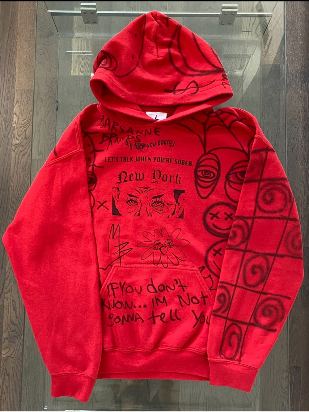 Marsanne Brands Red Graffiti Hoodie 1 of 1 NYC Streetwear